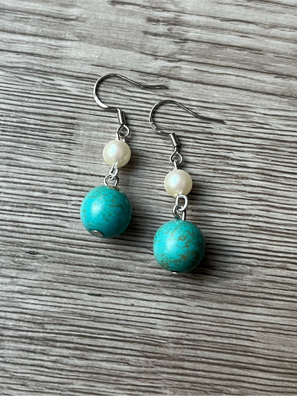 Turquoise and Pearl Drop Earrings